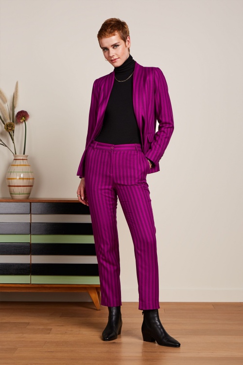 King Louie - Brooke Metro Stripe blazer in wild fuchsia 2