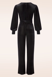 Vintage Chic for Topvintage - Melina fluwelen rib jumpsuit in zwart 3