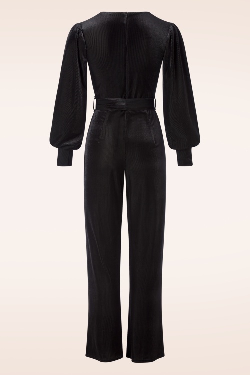 Vintage Chic for Topvintage - Melina fluwelen rib jumpsuit in zwart 3