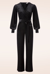 Vintage Chic for Topvintage - Melina fluwelen rib jumpsuit in zwart