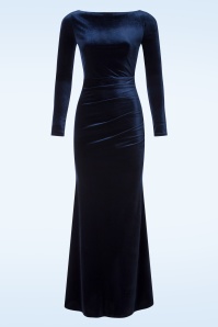 Vintage Chic for Topvintage Sage fluwelen maxi jurk in marineblauw Shop bij Topvintage