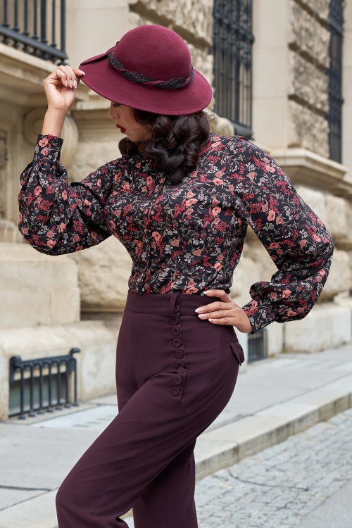 Miss Candyfloss - Brina Lavania floral blouse in zwart en multi 2