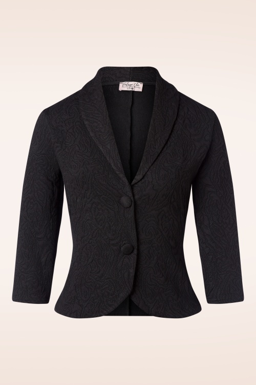 Vintage Chic for Topvintage - Beatrice jacquard blazer in zwart