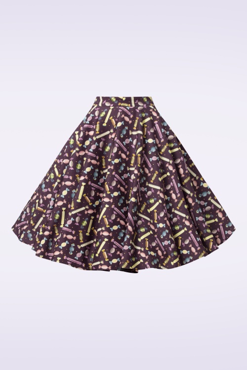 Banned Retro - Candy swing rok in aubergine 3