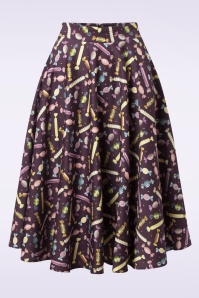 Banned Retro - Candy swing rok in aubergine