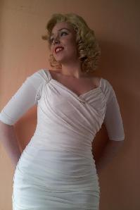 Pinup Couture - Monica Dress Années 50 en Antique Off White from Laura Byrnes Black Label 10