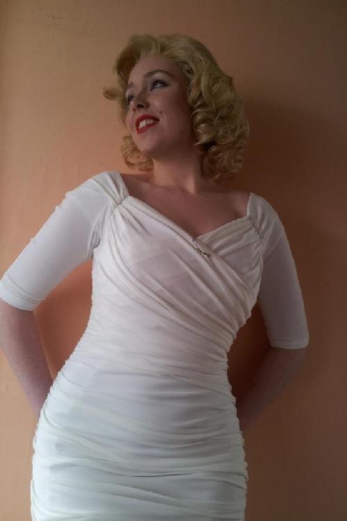 Pinup Couture - 50s Monica Dress in Antique Off White from Laura Byrnes Black Label 10