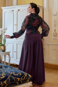 Miss Candyfloss - Calgary Bo palazzo pantalon in aubergine 2