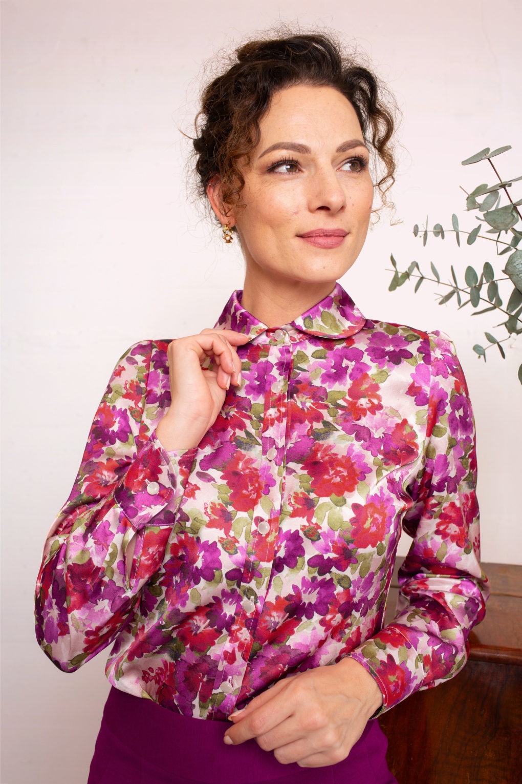Very Cherry Evelyn Autumn Flower Blouse in Multi | Topvintage