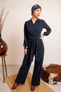 Very Cherry - Emmylou jersey crepe jumpsuit in marineblauw