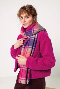 Zilch - Funky Plaid sjaal in roze en multi