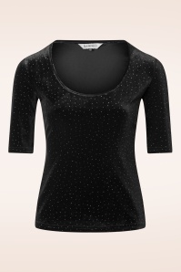 Banned Retro - Velvet Sparkle top in zwart