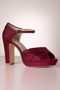 Chelsea Crew - Gloria Satin Peeptoe pumps in bordeauxrood 3