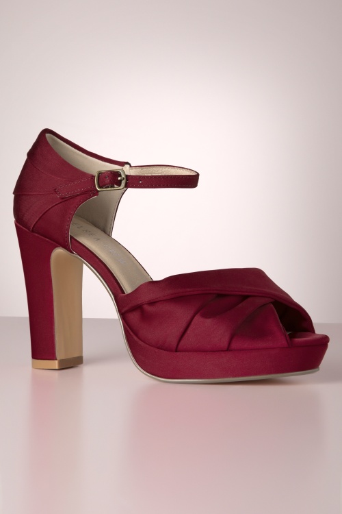 Chelsea Crew - Gloria Satin Peeptoe pumps in bordeauxrood 3