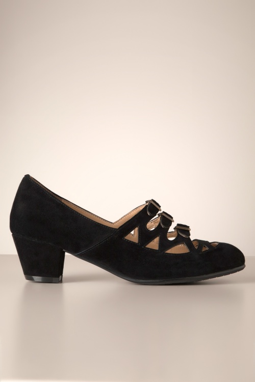 Charlie Stone - Peggy suède pumps in zwart