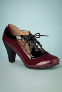 Banned Retro - Retro influencer pumps in bordeaux en zwart 3