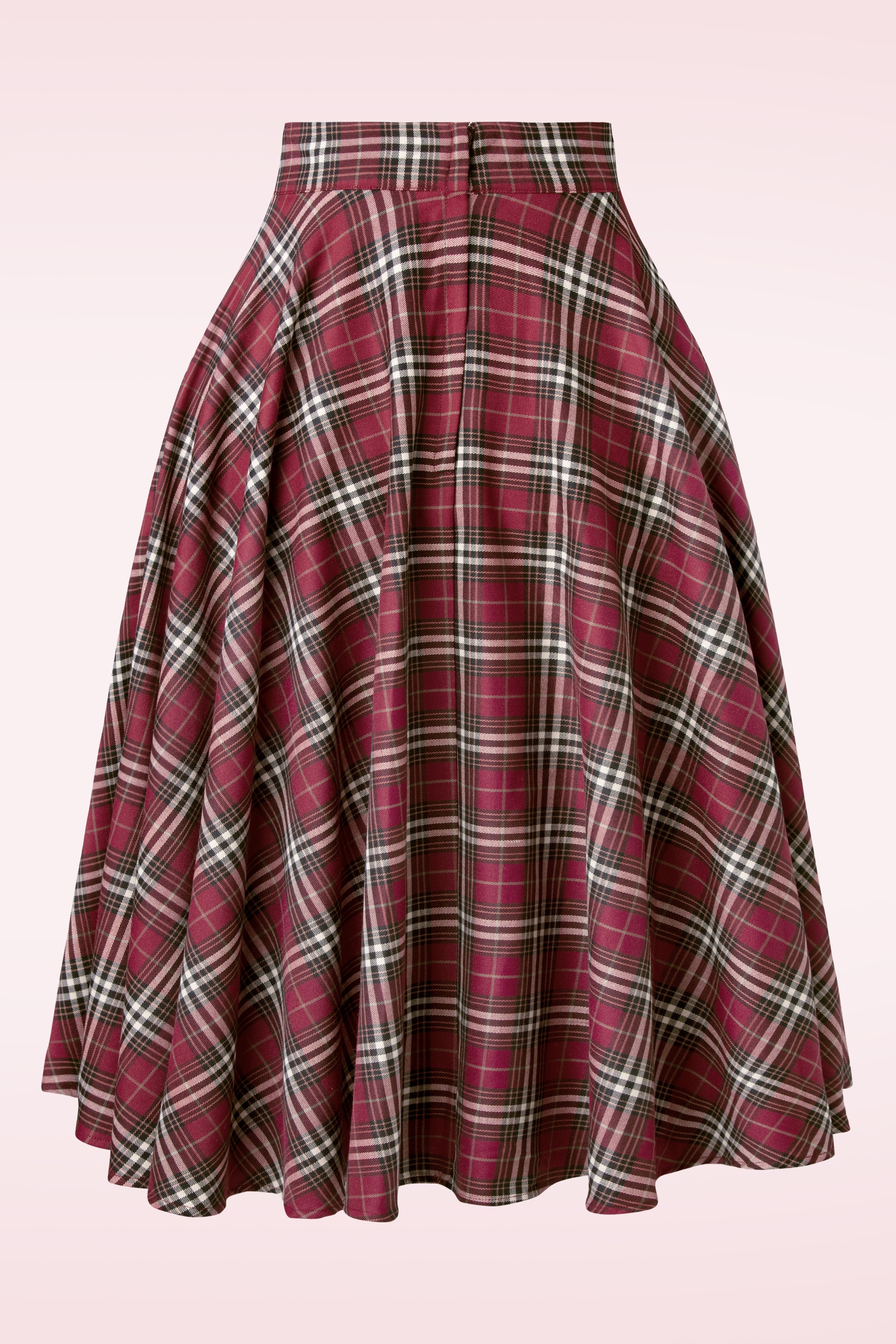 Banned Retro 50s Winter Check Swing Skirt in Red Shop at Topvintage