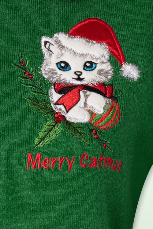 50s Merry Catmus Cardigan in Green