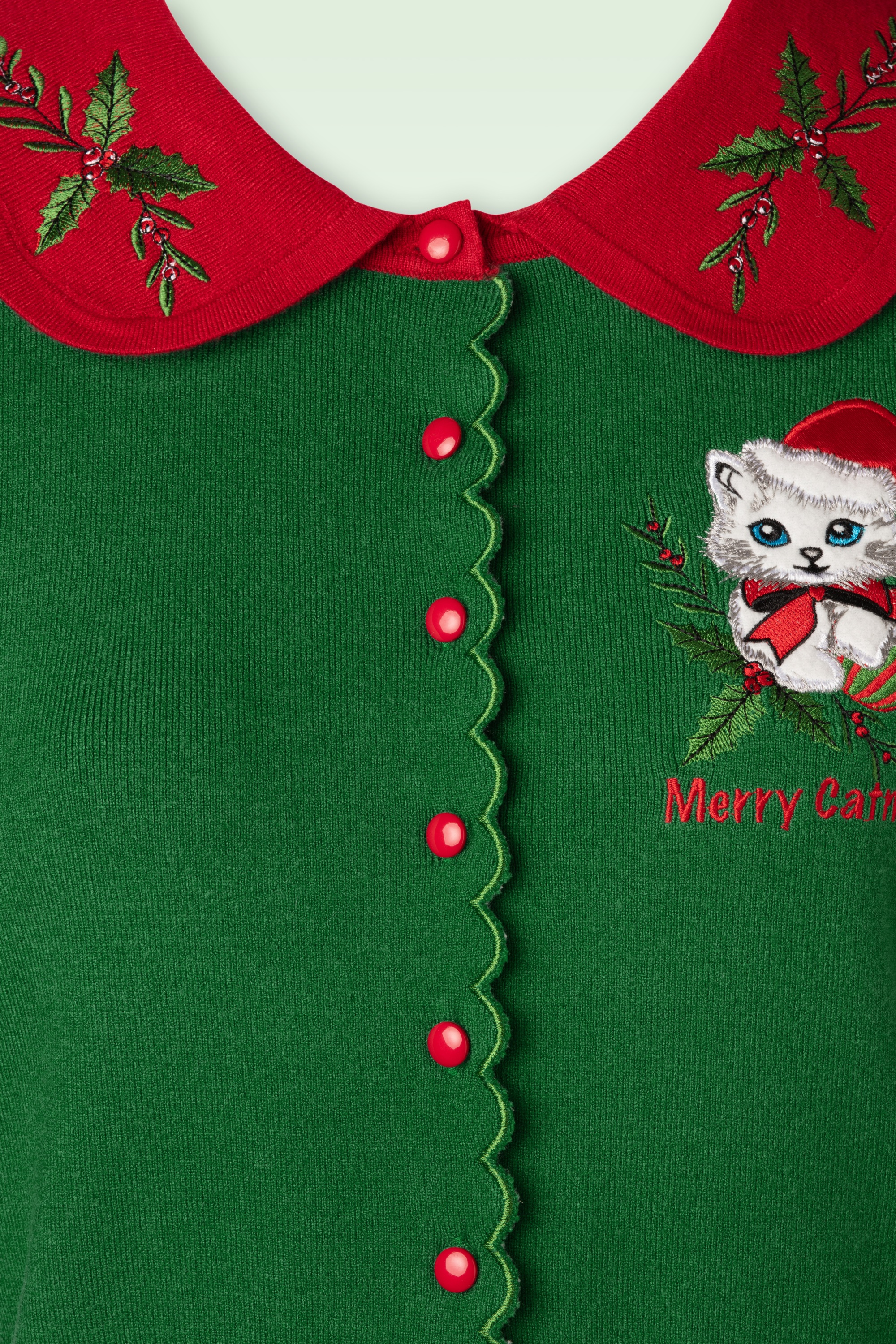 Banned Retro - Merry Catmus vest in groen 3