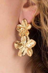 Day&Eve by Go Dutch Label - Double Flower oorbellen in goud