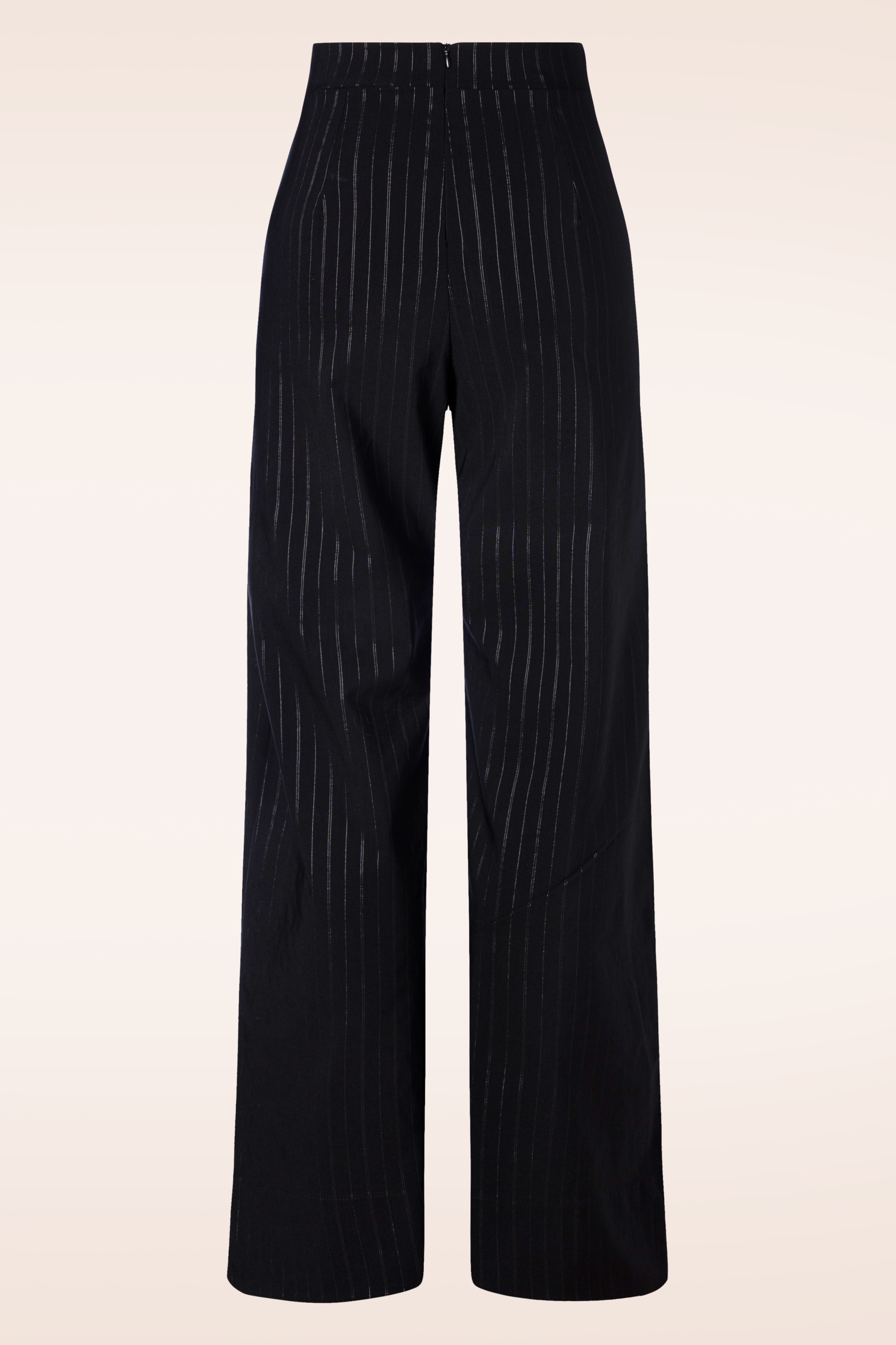 Vintage Chic for Topvintage - Bonnie krijtstreep pantalon in zwart 3