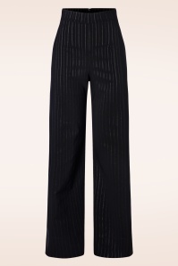 Vintage Chic for Topvintage - Bonnie krijtstreep pantalon in zwart