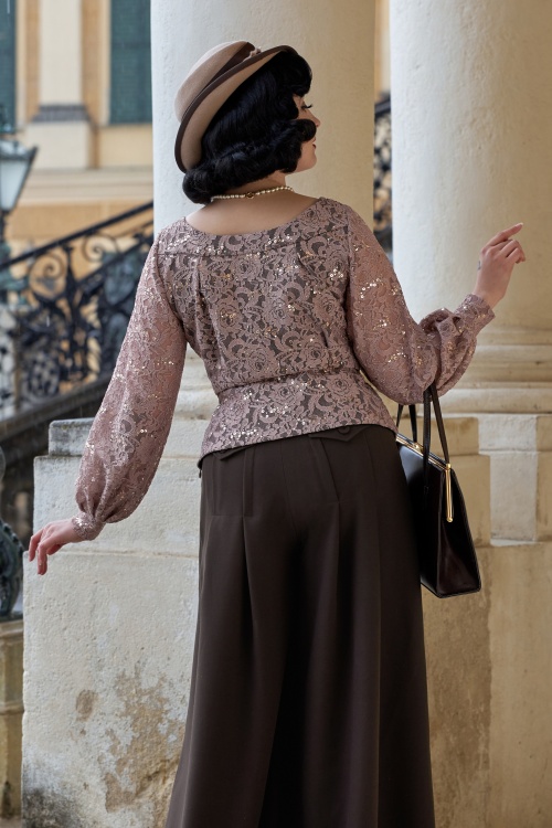 Miss Candyfloss - Kirra May Glitter Lace Top in Cream 3