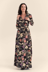 LaLamour - Helena Botanical Flower maxi jurk in zwart en multi