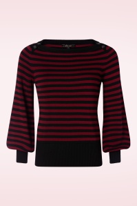 King Louie - Marie Bell Loop Stripe top in cabernet rood 2