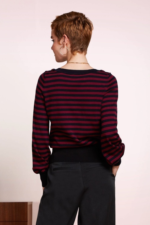 King Louie - Marie Bell Loop Stripe top in cabernet rood 4