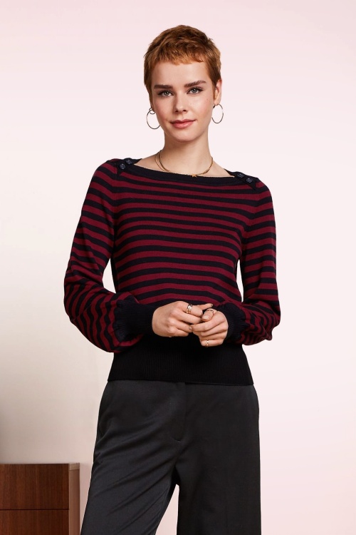 King Louie - Marie Bell Loop Stripe top in cabernet rood