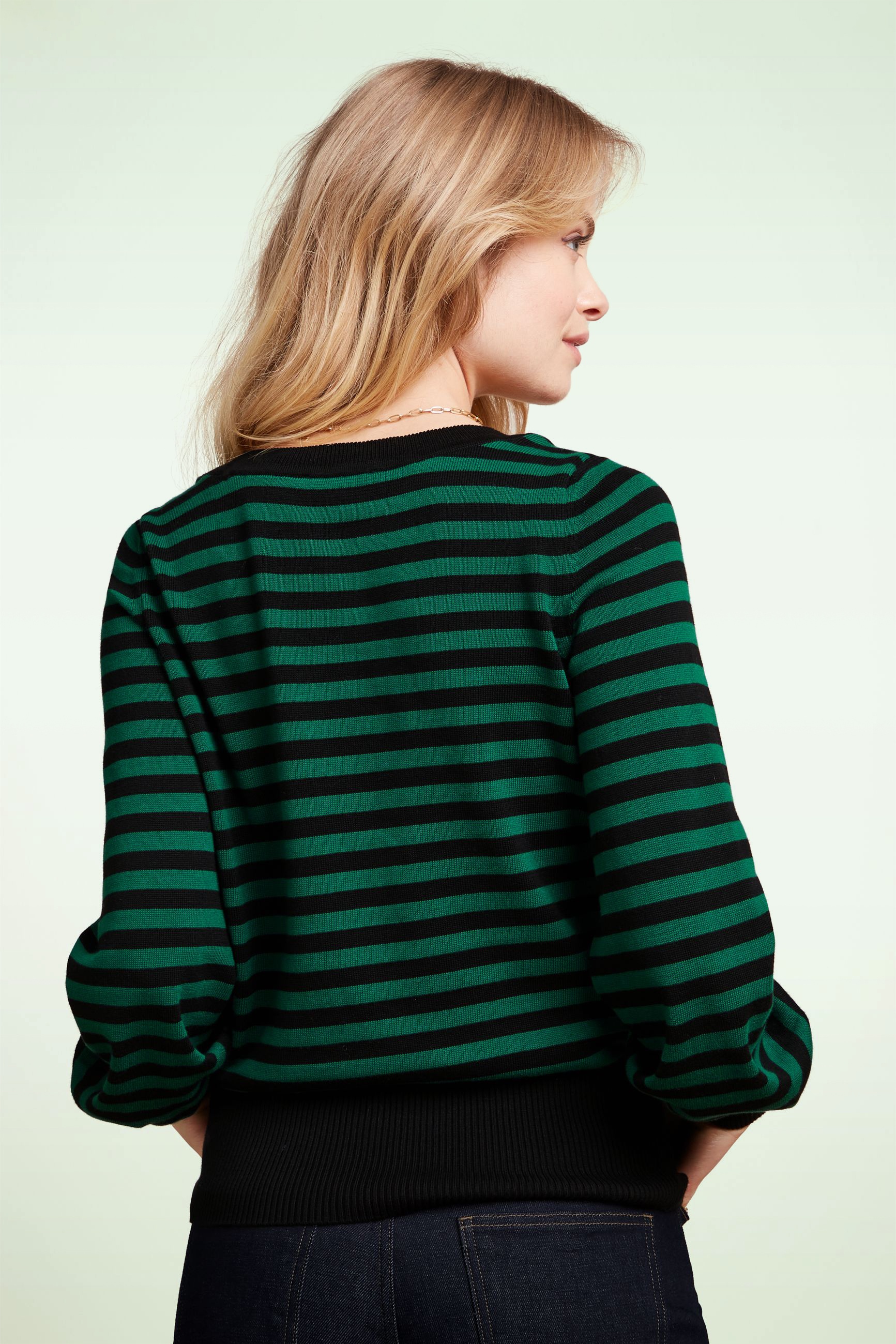 King Louie - Marie Bell Loop Stripe top in peacock groen 4