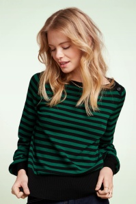 King Louie - Marie Bell Loop Stripe top in peacock groen