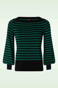 King Louie - Marie Bell Loop Stripe top in peacock groen 2