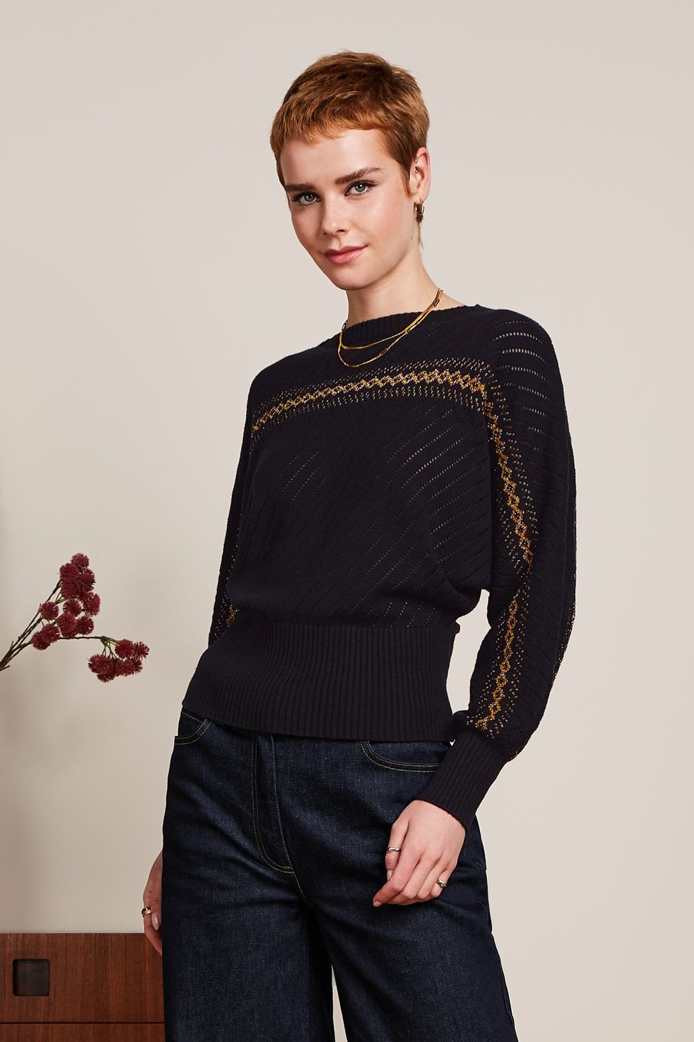 King Louie - Nadia Eighties knit top in zwart