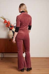 King Louie - Garbo Corduroy Flare jumpsuit in woestijn rood 4