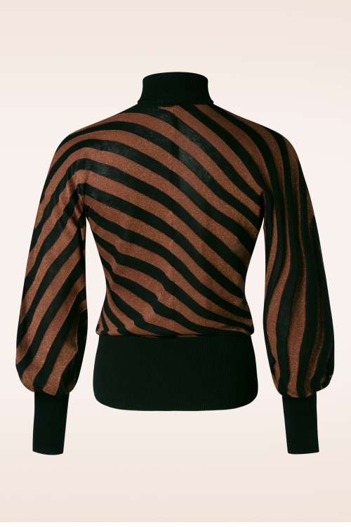 King Louie - Tina Spiro Stripe top in zwart en koper 3