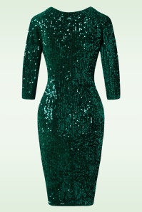Vintage Chic for Topvintage - Maddy Sequin Pencil Dress in Green 3