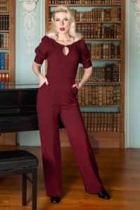 Vintage Diva  - The Graziella jumpsuit in bordeauxrood