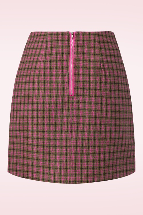 Louche - Aubin Wyoming Check mini rok in roze 3