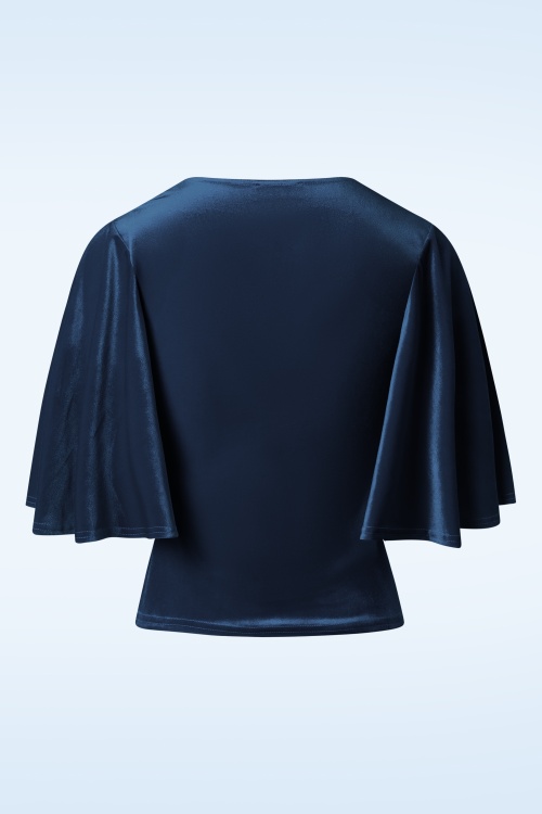 Vintage Chic for Topvintage - Verona fluwelen top in marineblauw 3