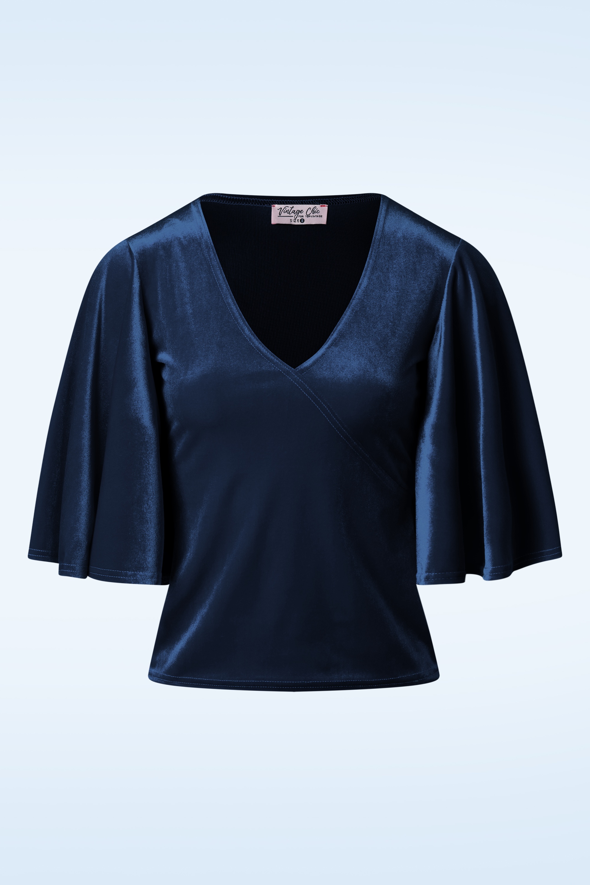 Vintage Chic for Topvintage - Verona fluwelen top in marineblauw