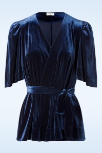 Vintage Chic for Topvintage - Topvintage exclusive ~ Vicky Velvet Vest top in navyblauw