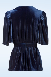Vintage Chic for Topvintage - Topvintage exclusive ~ Vicky Velvet Vest top in navyblauw 3
