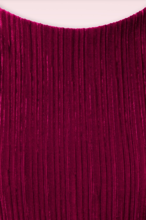 Vintage Chic for Topvintage - Laura Pleated Velvet pencil jurk in wijnrood 2