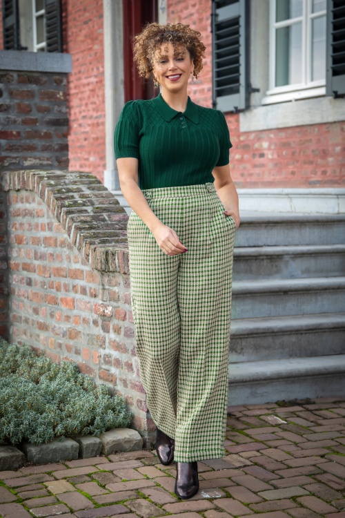 Banned Retro - Ruby Check pantalon in groen 5