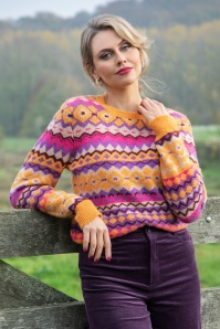 Surkana - Jacqueline jacquard jumper in oranje en multi