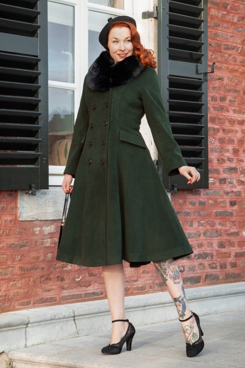 Topvintage Boutique Collection Topvintage exclusive Mae Swing Coat in Moss Green Shop at Topvintage