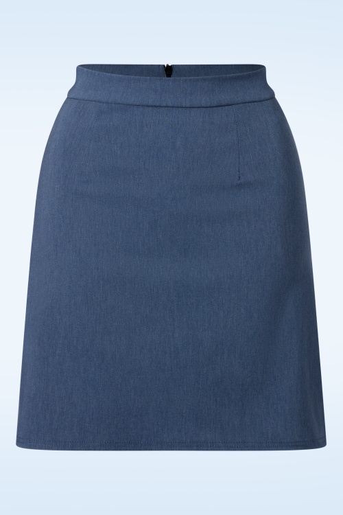 Vintage Chic for Topvintage - Lina Bengaline A-Line rok in denim blauw