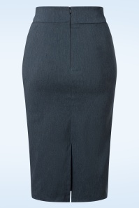 Vintage Chic for Topvintage - Loreen Bengaline Pencil Skirt in Denim Blue 4